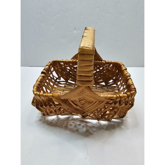 Tiny Small Handwoven Bamboo Basket With Handle 3.5x5" Rectangle - Picture 4 of 7